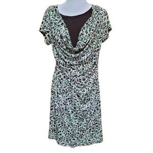Elementz Women's Size XL Abstract Print Drape Neck Dress Earth Tone Stretch
